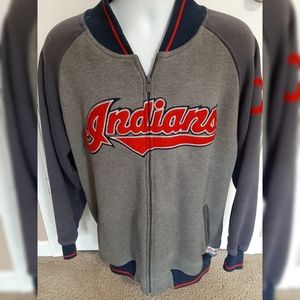 Cleveland Indians Men's Large Full Zip Stitches Gray Jacket MLB